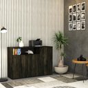 Ver imagem 2 de Armário Aparador com 03 Portas e Nicho 89,5x135x42cm Wlap135 Carvalho Dark - Preto