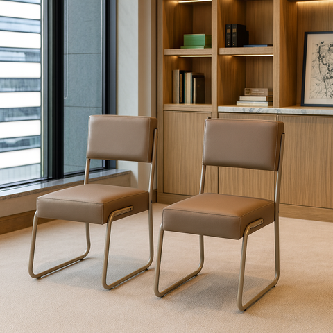 Kit Conjunto 2 Cadeiras Decorativa Flórida Sala de Jantar Escritório Cozinha Couro Sintético Bege