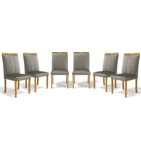 Kit com 6 Cadeiras Ana Madeira Maciça Estofadas para Mesa de Jantar Veludo Chumbo 109