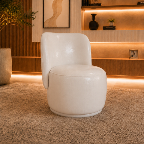 Poltrona Decorativa Bia Orgânica Corino Modena Recepção Sala Estar Quarto