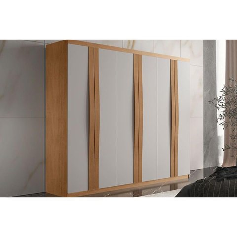 Guarda Roupa 6 Portas e 2 Gavetas Grécia Naturale/off White - Rufato