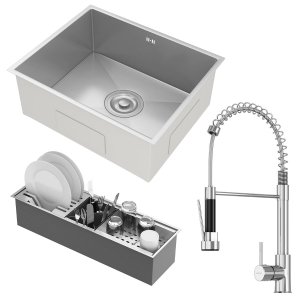Kit Cuba Gourmet Lisboa Aço Inox 304 Calha Oragnizadora Aço Inox e Torneira Genebra Monocomando Gold