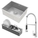 Ver imagem 1 de Kit Cuba Gourmet Lisboa Aço Inox 304 Calha Oragnizadora Aço Inox e Torneira Genebra Monocomando Gold