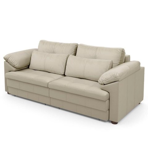 Sofá Retrátil 2 Lugares para Sala 175cm Dijon Couro Creme S07 - Mpozenato