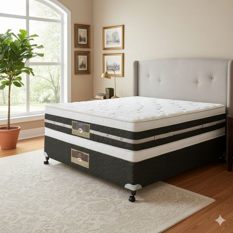 Cama Box Casal Castor Silver Star Air Double Face Tecnopedic 138x188x61 + Box Castor