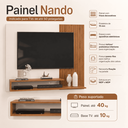 Ver imagem 3 de Painel para TV Nando até 50 Polegadas Ripado com Nichos - Freijó/Offwhite