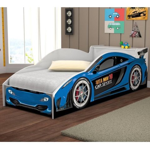 Cama Carro com Baú Infantil Sport Azul