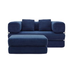 Sofá Cama Bloom Retrátil e Modular Bouclê Design Moderno na Caixa Azul Marinho - 5