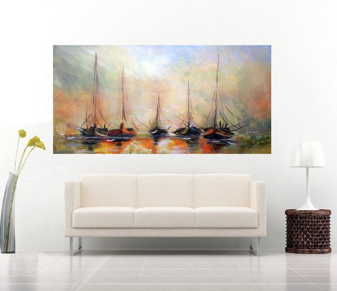 Quadro Pintura Tela Abstrato Moderno 2431: 70cm (A) x 140cm (L) - 3
