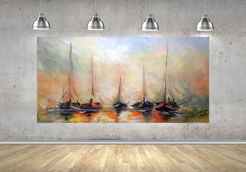 Quadro Pintura Tela Abstrato Moderno 2431: 70cm (A) x 140cm (L) - 4