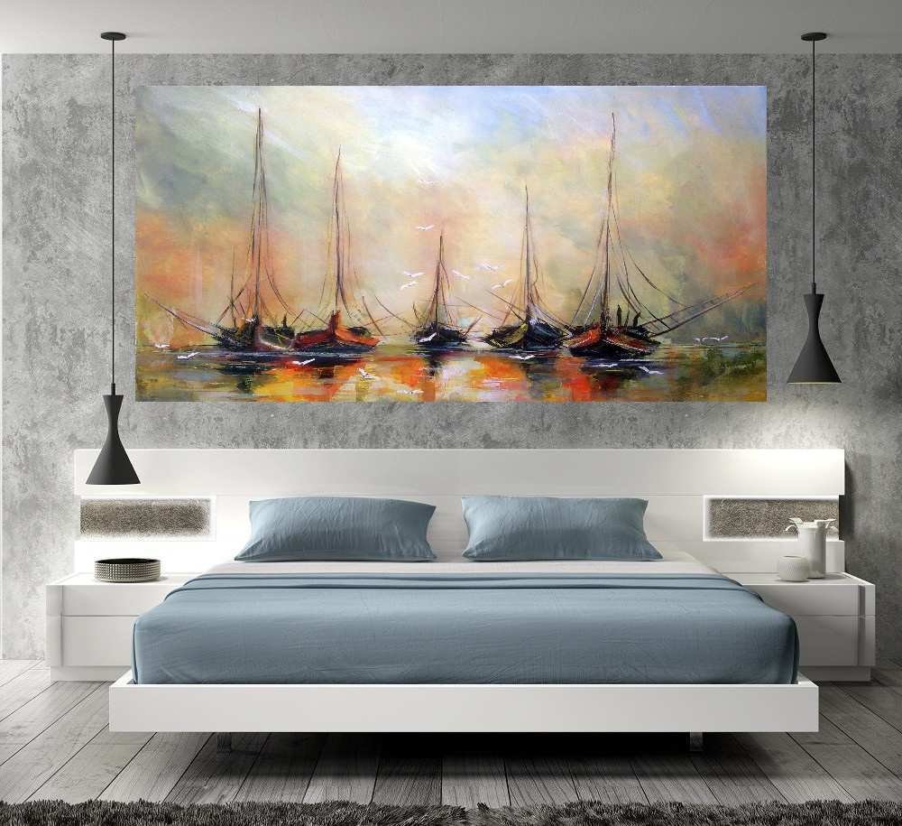Quadro Pintura Tela Abstrato Moderno 2431: 70cm (A) x 140cm (L) - 5