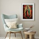 Ver imagem 2 de Quadro Sacro Nossa Senhora de Guadalupe - 60x48cm:madeira Branca