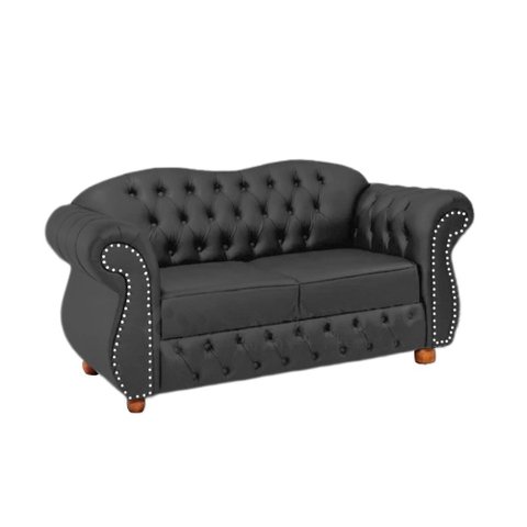 Conjunto c/ 2 Namoradeiras Chesterfield Merlo - Veludo Cinza Chumbo / Decoração, recepção, sala tv e