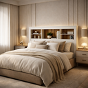 Ver imagem 1 de Cabeceira Lisboa com Prateleiras e Nicho Organizador P/ Cama Box Casal 140 Quarto Casal:branco/ripad