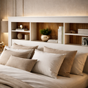 Ver imagem 3 de Cabeceira Lisboa com Prateleiras e Nicho Organizador P/ Cama Box Casal 140 Quarto Casal:branco/ripad