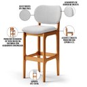 Ver imagem 4 de Kit 5 Banquetas Alta Bar Cozinha Sala Jantar Fixa Betta L02 Imbuia Linho Cinza - Lyam Decor