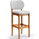 Ver imagem 3 de Kit 5 Banquetas Alta Bar Cozinha Sala Jantar Fixa Betta L02 Imbuia Linho Cinza - Lyam Decor
