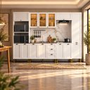Ver imagem 3 de Cozinha Compacta Modulada 6 Peças 13 Portas 3 Gavetas 305cm Vidro Reflecta Branco - Mademovel