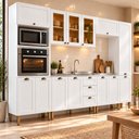 Ver imagem 1 de Cozinha Compacta Modulada 6 Peças 13 Portas 3 Gavetas 305cm Vidro Reflecta Branco - Mademovel