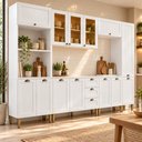 Ver imagem 5 de Cozinha Compacta Modulada 6 Peças 13 Portas 3 Gavetas 305cm Vidro Reflecta Branco - Mademovel