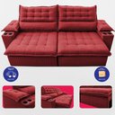 Ver imagem 5 de Sofá Retrátil e Reclinável 3,10m Molas Ensacadas Dream Velusoft Vermelho Cama Inbox