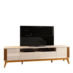 Rack Para Sala Ripado 2.2 TV Até 75 Pol Brunt EAX Móveis Off White/Cedro - 1