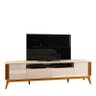 Rack Para Sala Ripado 2.2 TV Até 75 Pol Brunt EAX Móveis Off White/Cedro - 1