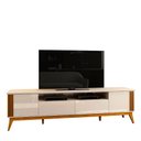 Ver imagem 1 de Rack Para Sala Ripado 2.2 TV Até 75 Pol Brunt EAX Móveis Off White/Cedro