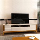 Ver imagem 5 de Rack Para Sala Ripado 2.2 TV Até 75 Pol Brunt EAX Móveis Off White/Cedro