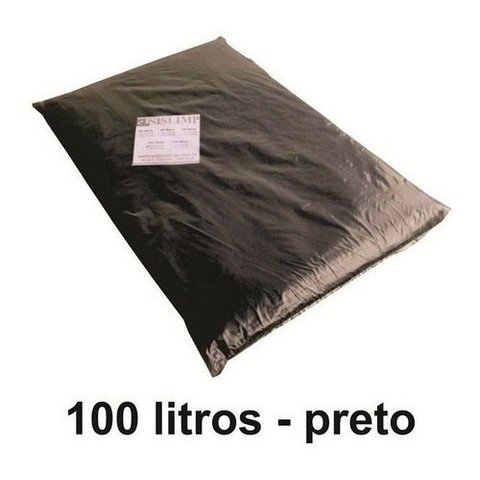 10 Kg Saco de Lixo 100 Litros Preto 100l Reforçado 0,18 Micr Cor:preto
