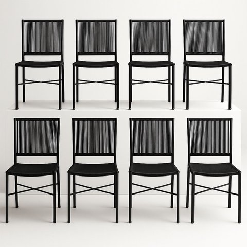 Kit 8 Cadeira Oscar – Corda Náutica Preta