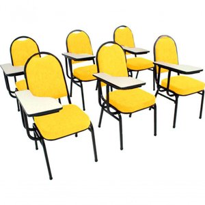 Kit com 6 Cadeiras para Auditórios Linha Hotel Amarelo