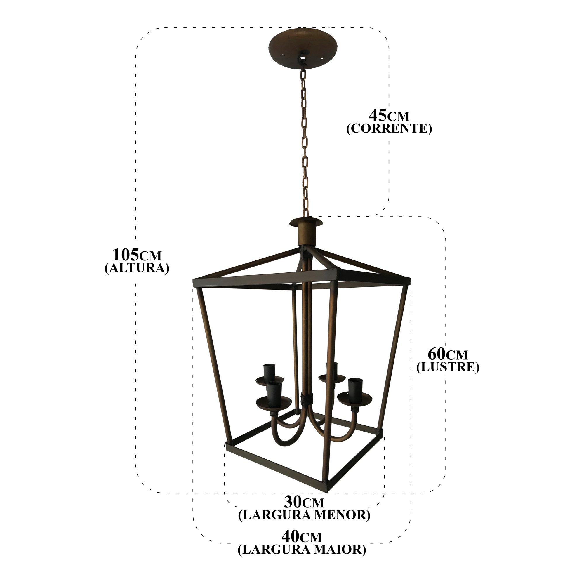 Lustre Dourado Artesanal Em Ferro Para Decoração Interna Libertas Rosas Artesanato Lampião Verniz - 9