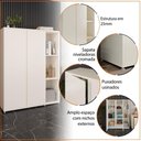 Ver imagem 6 de Conjunto de Escritório Office 3 Peças Mesa Balcão Armário Hera - Via Nossa - Off White e Cedro