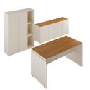 Ver imagem 2 de Conjunto de Escritório Office 3 Peças Mesa Balcão Armário Hera - Via Nossa - Off White e Cedro