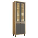 Ver imagem 1 de Paneleiro Torino 4 Portas Cinamomo/grafite com Vidro - Valdemóveis