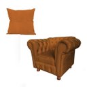 Ver imagem 1 de Uma Poltrona Luiz Xv Capitonê Retrô + Uma Almofada Suede Terracota/ Recepção, Barbearia