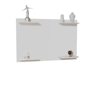 Painel Tv até 50 Pol em Mdf com Prateleiras para Decoração Branco