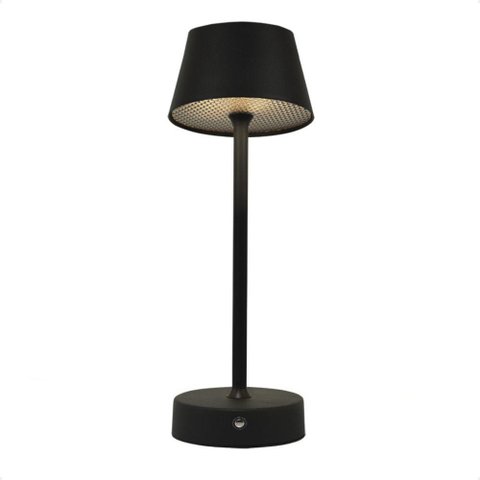 Luminária Abajur Mesa Led Louvre Touch Recarregável Preto