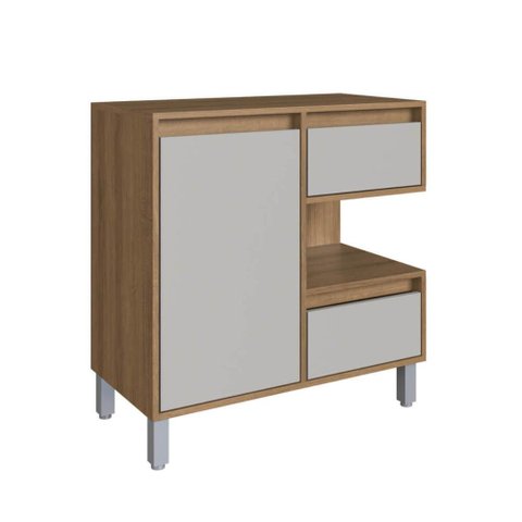 Gabinete Banheiro 80cm Paula Mel Arenas Gavetas Porta Nicho sem Cuba