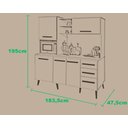 Ver imagem 3 de Armário Kit cozinha Manaus 1.83m estilo retrô pés palito com 3 gavetas + 5 portas cor Branco / Preto