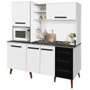 Ver imagem 1 de Armário Kit cozinha Manaus 1.83m estilo retrô pés palito com 3 gavetas + 5 portas cor Branco / Preto