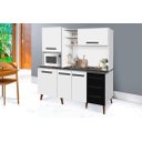 Ver imagem 2 de Armário Kit cozinha Manaus 1.83m estilo retrô pés palito com 3 gavetas + 5 portas cor Branco / Preto