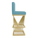Ver imagem 3 de Banqueta Alta Área Gourmet Cozinha Restaurante Bar Base de Metal Dourado Suede Azul Turquesa Eli Móv