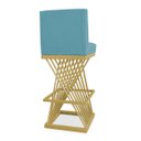 Ver imagem 4 de Banqueta Alta Área Gourmet Cozinha Restaurante Bar Base de Metal Dourado Suede Azul Turquesa Eli Móv