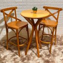 Ver imagem 2 de Conjunto Bistrô Fixo Mesa Redonda X com 2 Banquetas X Cor:mel