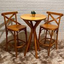 Ver imagem 1 de Conjunto Bistrô Fixo Mesa Redonda X com 2 Banquetas X Cor:mel