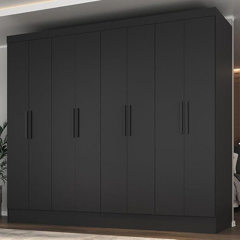 Guarda Roupa Casal 8 Portas 4 Gavetas Preto