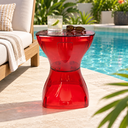 Ver imagem 1 de Mesa Vermelha Translúcida Multiuso Design Moderno Mesa Lateral Apoio Decorativo Para Piscina Jardim