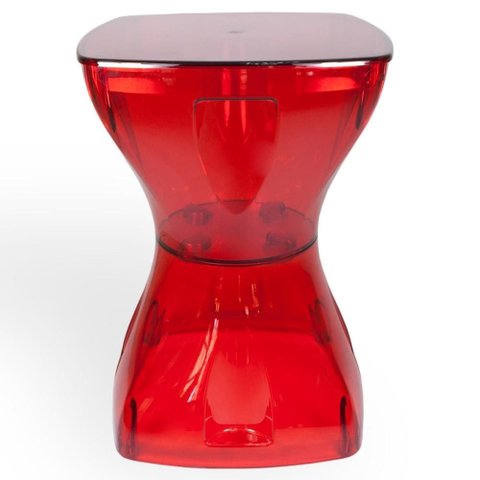 Mesa Vermelha Translúcida Multiuso Design Moderno Mesa Lateral Apoio Decorativo Para Piscina Jardim 
